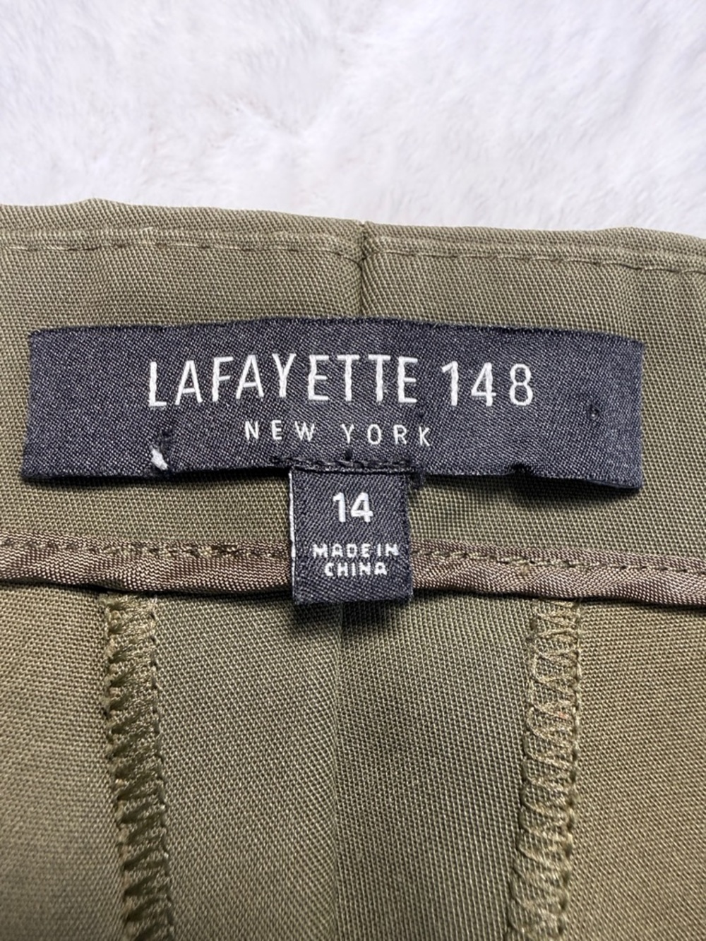 Lafayette 148 Lexington Bleecker Pants Trouser 14 Olive Cropped Side Zip Career - Picture 4 of 16